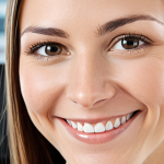 **Professional LinkedIn Profile:** A close-up shot of a friendly, smiling professional in business attire, showcasing a well-optimized LinkedIn profile in the background. The profile should highlight key skills and experience. The setting should be a bright, modern office.